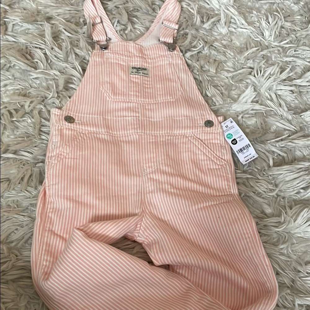 Kids Pink Striped Overalls